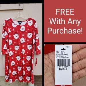 NEW women Christmas Santa 3/4 sleeve dress SMALL